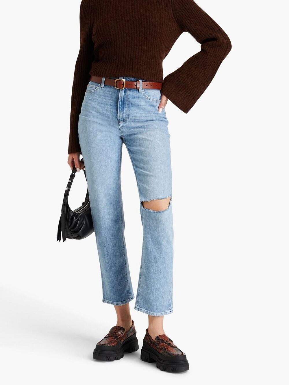 PAIGE Light Wash Noella Relaxed Straight Leg Jeans New